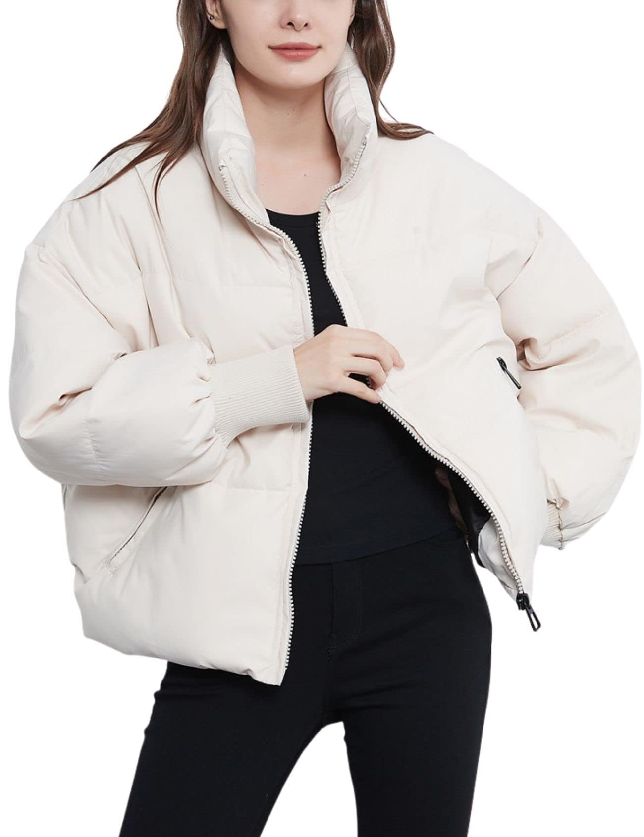 Gihuo Women’s Winter Cropped Puffer Jacket Coat Short Warm Quilted Jacket 2025